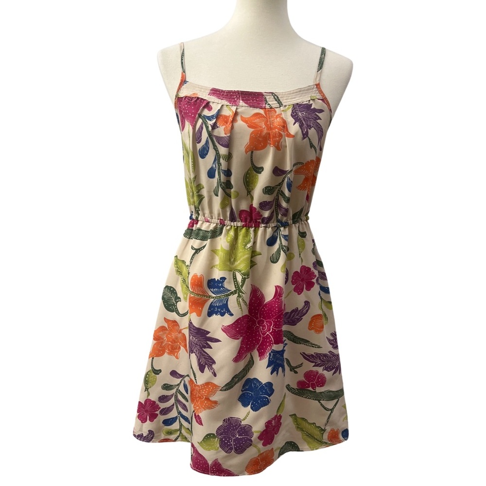 Anthropologie Willow & Clay mini dress, small, strapless, tropical floral print